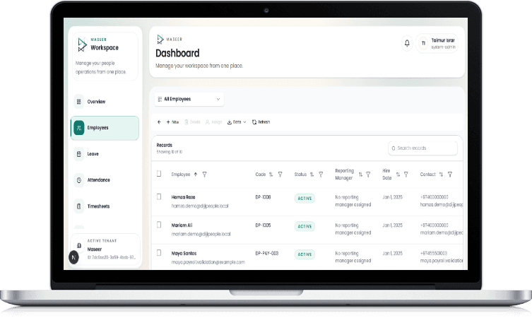 DijiPeople HR platform dashboard